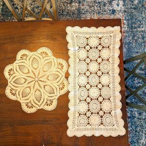 2 Vintage Hand Crafted Crochet Doilies